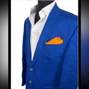 LAUREN RALPH LAUREN ROYAL BLUE 100% LINEN HALF LINED SPORT COAT SZ 42